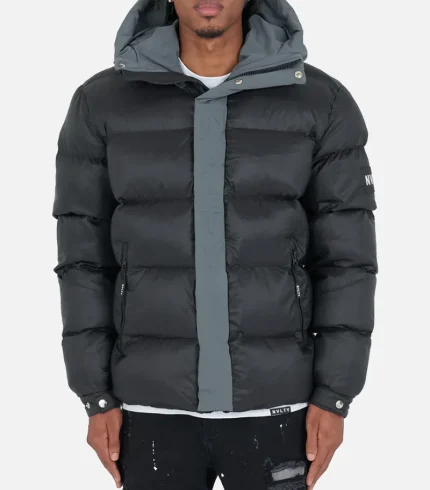 Nvlty Center Tone Puffer Jacket Black Charcoal Grey (1)