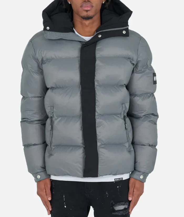 Nvlty Center Tone Puffer Jacket Charcoal Grey Black (1)