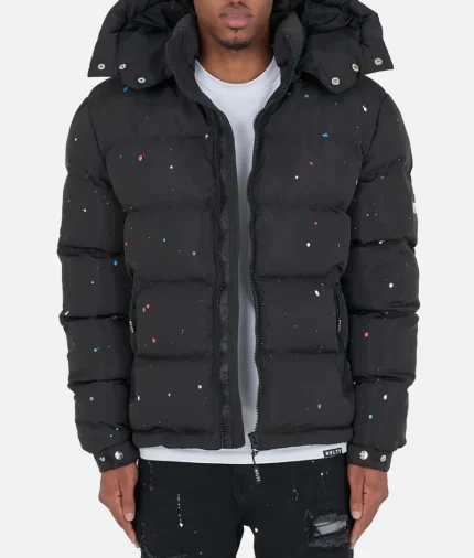 Nvlty Paint Puffer Jacket Black (1)