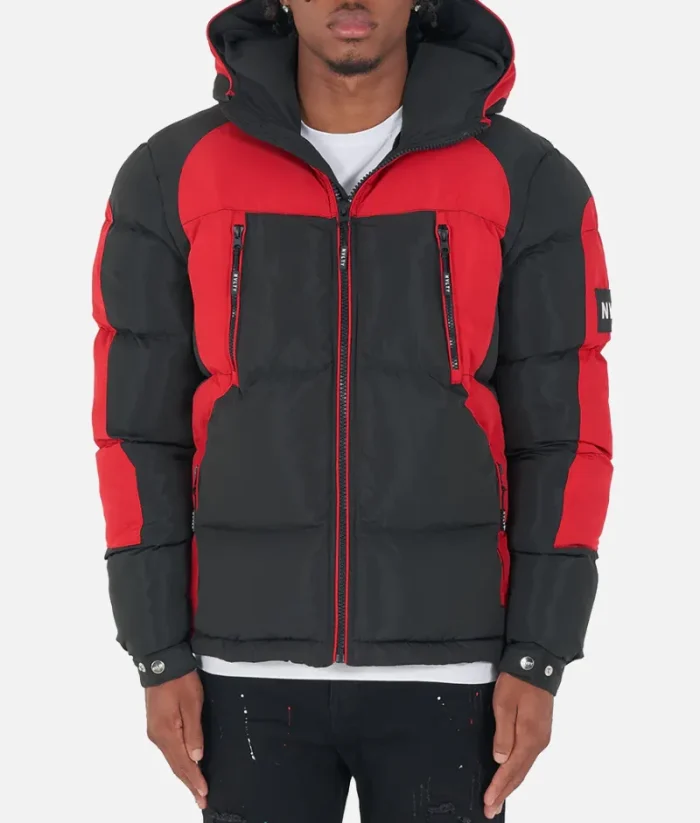 Nvlty Shadow Puffer Jacket Black Red (1)