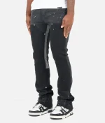 Nvlty Vintage Flare Carpenter Paint Jeans Black (1)